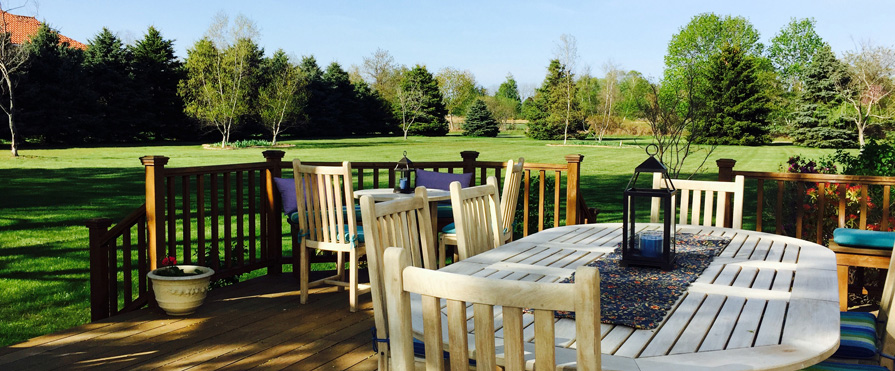 Enjoy coffee or a glass of wine on our tranquil deck